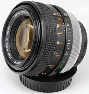 first aspherical lens element Canon-FD55mm_f1.2_AL-SSC_Asph