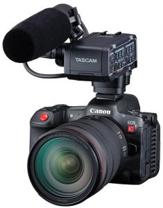 Canon-EOS-R5-C-w-Tascam-XLR-Mic