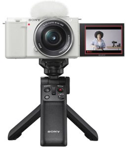 Sony-ZV-E10-white-rigged-vlogging cameras