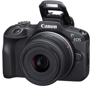 Canon-EOS-R100-Camera-Flash-Up-with-RF-S18-45mm-F4.5-6.3-IS-STM