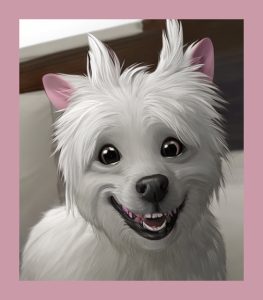 avatar-dog-white-fur-pink-tongue-AI-assisted images